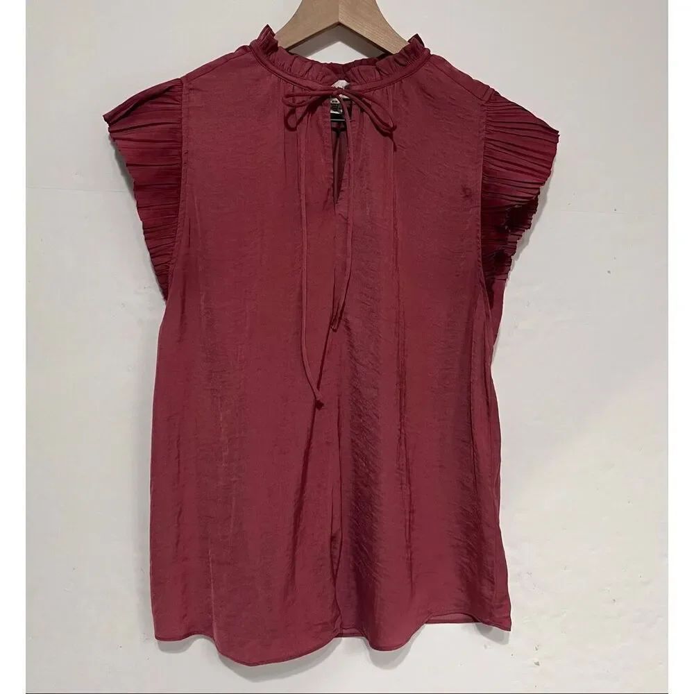 Catherine Malandrino Berry Ruffled Sleeve Blouse Size M